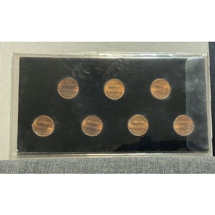 1- COLLECTION OF 7 (UNC) 1982 P&D LINCOLN CENT( SD&LD, COPPER& ZINC)