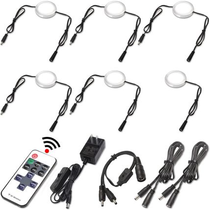 Curio Cabinet Lights Kit, over under Counter LED Puck Lights, Easy to Mount, Low