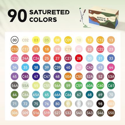 Arrtx 90 Colors Paint Markers, Acrylic Paint Pens for Artists Adults Coloring Dr