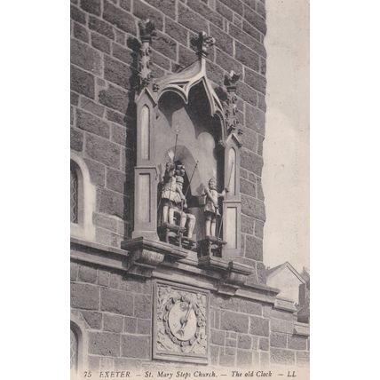 EC551 EXETER -ST MARY STEPS CHURCH. THE OLD CLOCK . LL PRINTED POSTCARD