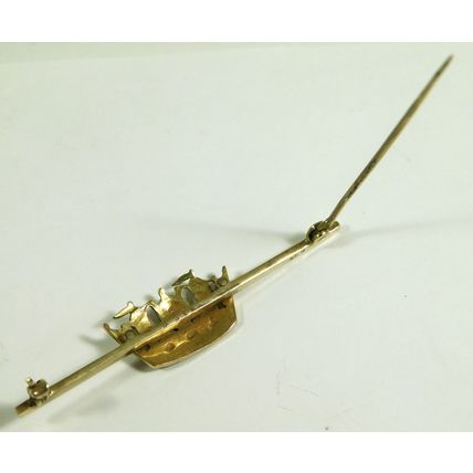 Antique Military Royal Navy Naval 9ct Gold Sweetheart Badge Brooch WW1 Period
