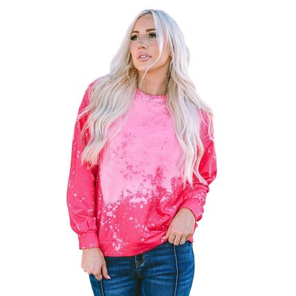Rose Tie Dye Long Sleeve Pullover Sweatshirt