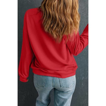 Red Solid Classic Crewneck Pullover Sweatshirt