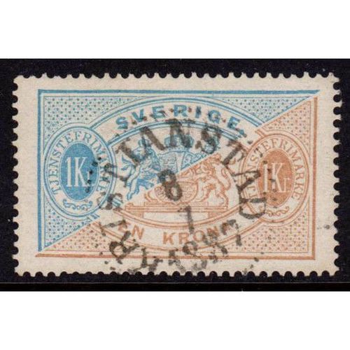 Sweden Facit TJ24A/Scott O25v, 1Kr. Long Official perf 13, VF used