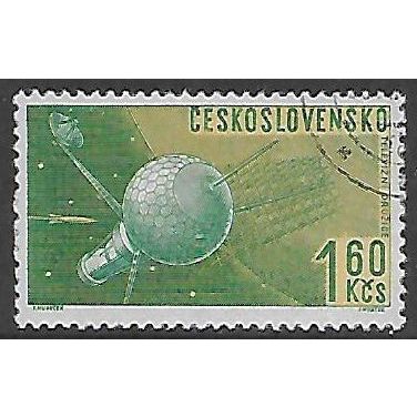 Mi 1334: 1 Kč 60 green/orange-yellow Cosmic Space Research.