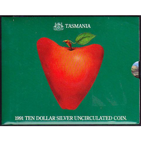1991 Australia $10 Silver Uncirculated Coin Tasmania