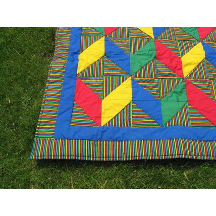 Bright Zig Zag Baby Lap Quilt 0016 39x45 Colorful Stripes Blue Small Quiltpolice