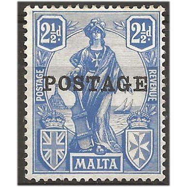 Malta 1926 SG148 2 1/2d Ultramarine "POSTAGE" Mounted Mint . .. .