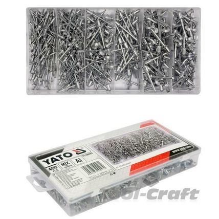 YATO professional blind rivets set assortment 400 pcs sizes: 2.4-4.8mm (YT-36420