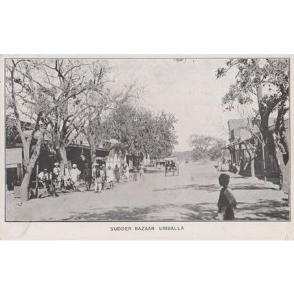 Sudder Bazaar Umballa Antique India Postcard