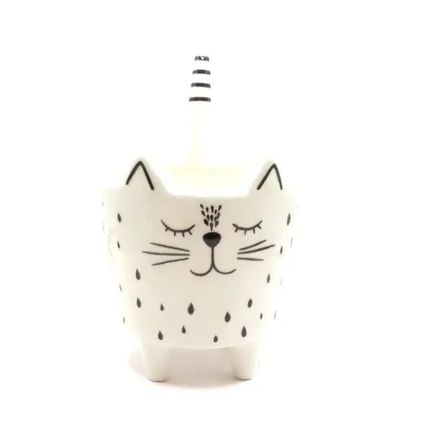 Cat Shaped Pot Plant Holder Ceramic 12 CM Home Decor Gift Christmas Feline