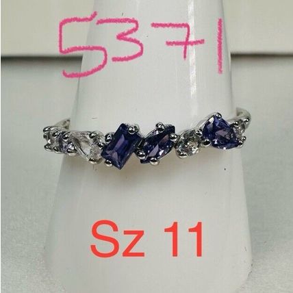 Ring Bomb Party Sz11 RBP Purple/Colorless Gem Clusters Rhodium P Band Jewelry