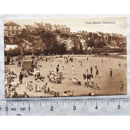vintage postcard Town Beach, Newquay