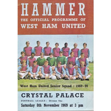 WEST HAM UNITED v CRYSTAL PALACE LEAGUE DIVISION ONE 1969/70