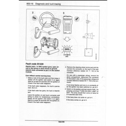 Saab 900 Airbag Workshop Manual 1994 199321052 PDF