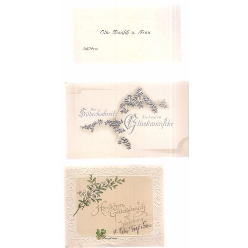 3 x German 25th silver wedding anniversary gift cards...early 20th c. (b) /