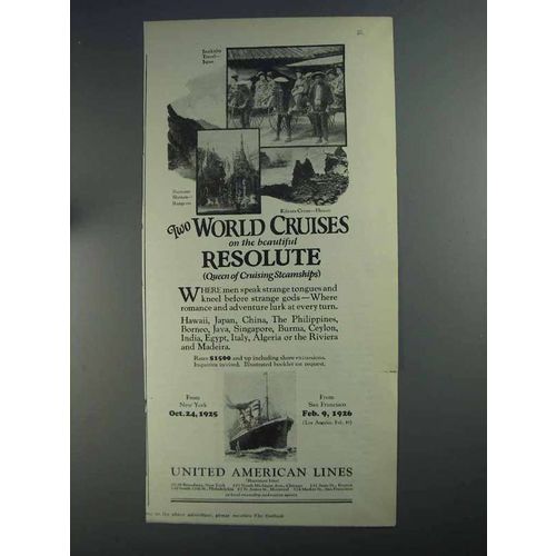 1925 United American Lines Ad - Beautiful Resolute