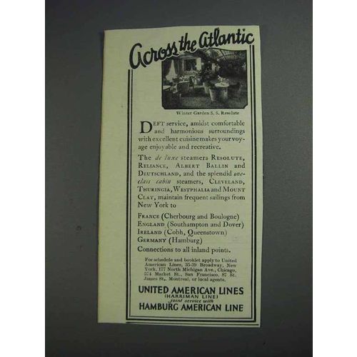 1925 United American Line Ad - Across Atlantic