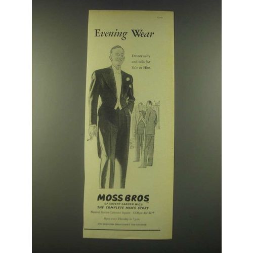 1959 Moss Bros Evening Wear Ad - Evening Wear Dinner suits and tails for sale