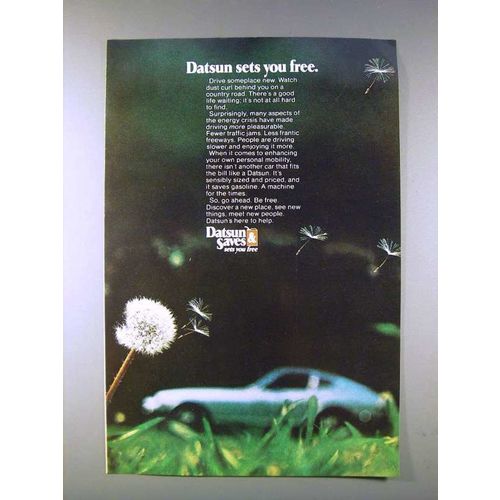 1974 Datsun Car Ad - Datsun Sets You Free!