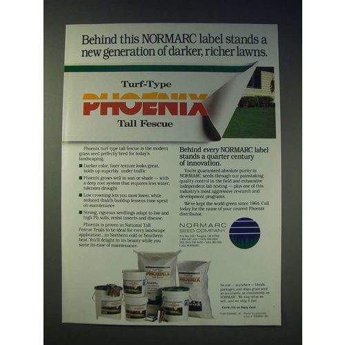 1989 Normarc Turf-Type Phoenix Tall fescue Ad - Behind this Normarc label