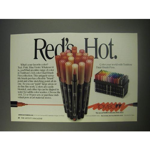 1990 Tombow Dual-Brush Pens Ad - Red's Hot