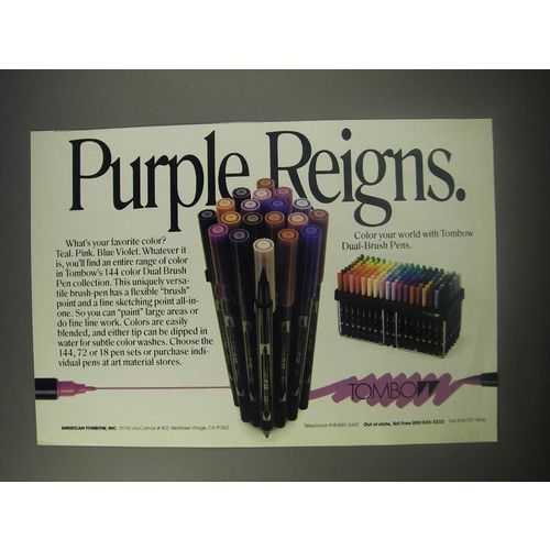 1990 Tombow Dual-Brush Pens Ad - Purple Reigns