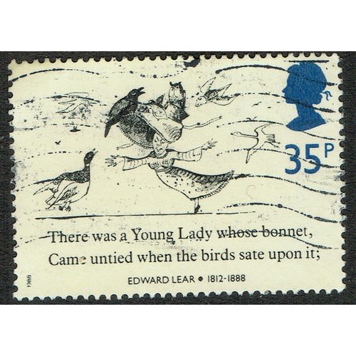 1988 Death Centenary Edward Lear 35p Black Pale Cream and Blue SG1408 GU