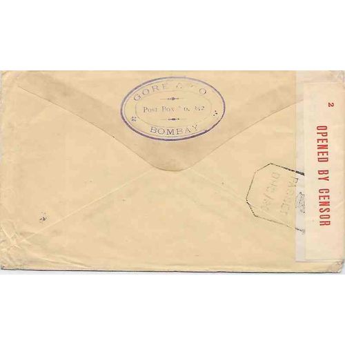 India Military Forces, 1940, Bombay to Australia Double Censor