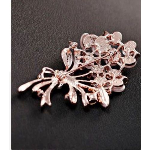 Opal & Rinestone Flower Brooch Pin