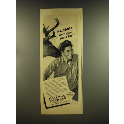 1937 Railway Express Agency Ad - O.K. Santa, we'll give you a lift