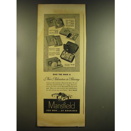 1937 Mansfield for Men By Bourjois Ad - Give the man a new adventure in shaving