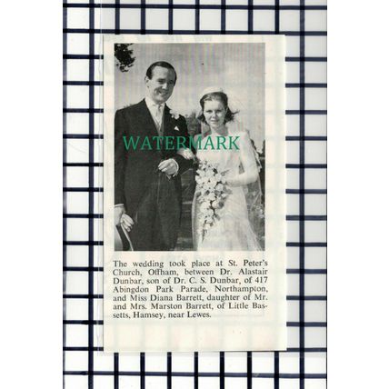 C7371) Dr Alastair Dunbar Diana Barrett Hamsey Lewes - 1967 Small Cutting