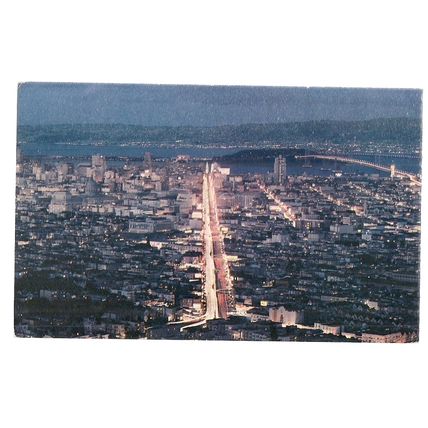 SAN FRANCISCO by night .unused postcard by The Gray Line =