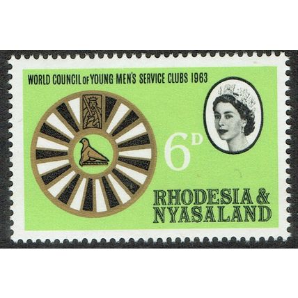 Rhodesia & Nyasaland 1963 World Council Young Mens Clubs 6d Blk Gold Grn SG46 UM