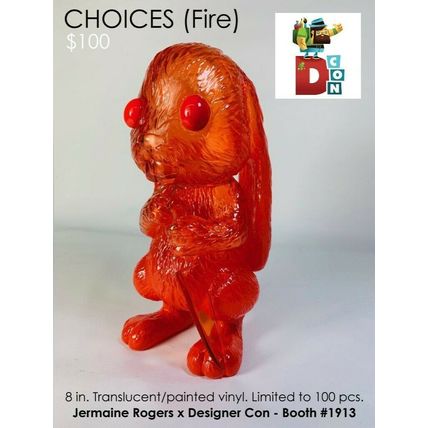 JERMAINE ROGERS DESIGNERCON CHOICES BUNNY FIRE VINYL FIGURE LTD100 SIGNED DOODLE