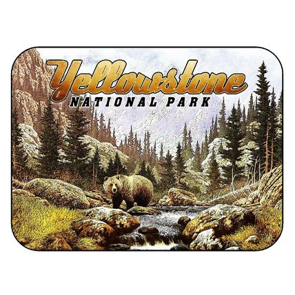 Yellowstone National Park Fridge Magnet with Bear in Forest