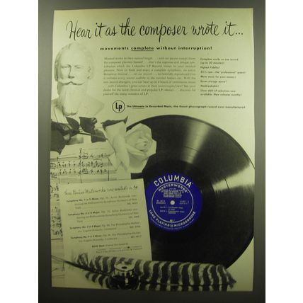 1949 Columbia Records Masterworks Ad - Hear it as the composer wrote it