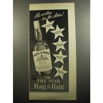 1951 Haig & Haig Five Star Scotch Ad - It's written in the stars
