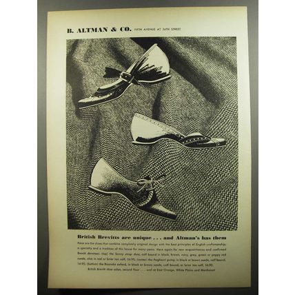 1952 B. Altman & Co. British Brevitts Shoes Ad - British Brevitts are unique