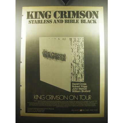 1974 King Crimson Starless and Bible Black Album Ad - King Crimson on Tour