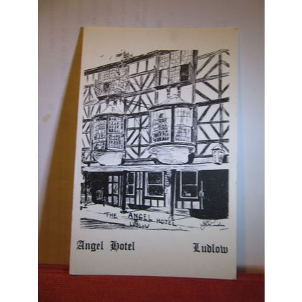 ANGEL HOTEL, LUDLOW, SHROPSHIRE. unused postcard pencil sketch =