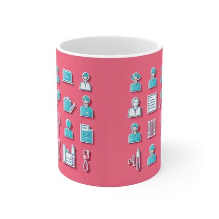 Professional Worker Pink Doctor and Nurse #5 Ceramic Coffee Mug 11oz