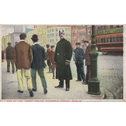 One Of The Giant Police O'Connell Street Dublin Old Rare Irish Postcard