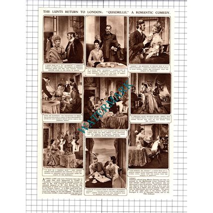 Alfred Lunt Lynn Fontanne Quadrille Phoenix Theatre - 1952 Cutting / Print