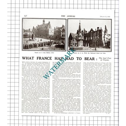 Noyon France Great War WW1 World War One - 1919 Cutting