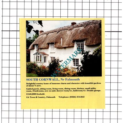Falmouth Cornwall House Sale Advert - 1991 Clipping / Print