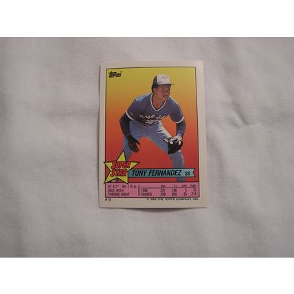 Tony Fernandez 1989 Topps Stickerback NO. 22 with sticker 77 Rock Raines
