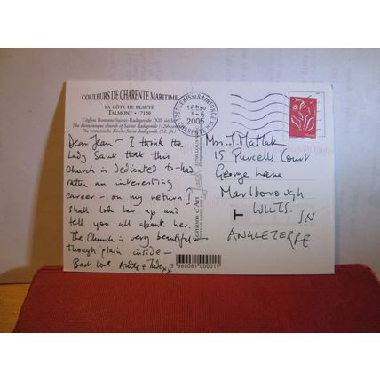 CHURCH OF SAINT RADEGONDE, TALMONT, FRANCE used postcard 2005 pm =