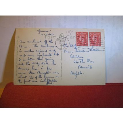 CLIFFS 7 CASTLE, DOVER, KENT used vintage postcard by Shoesmith 1947 pm =